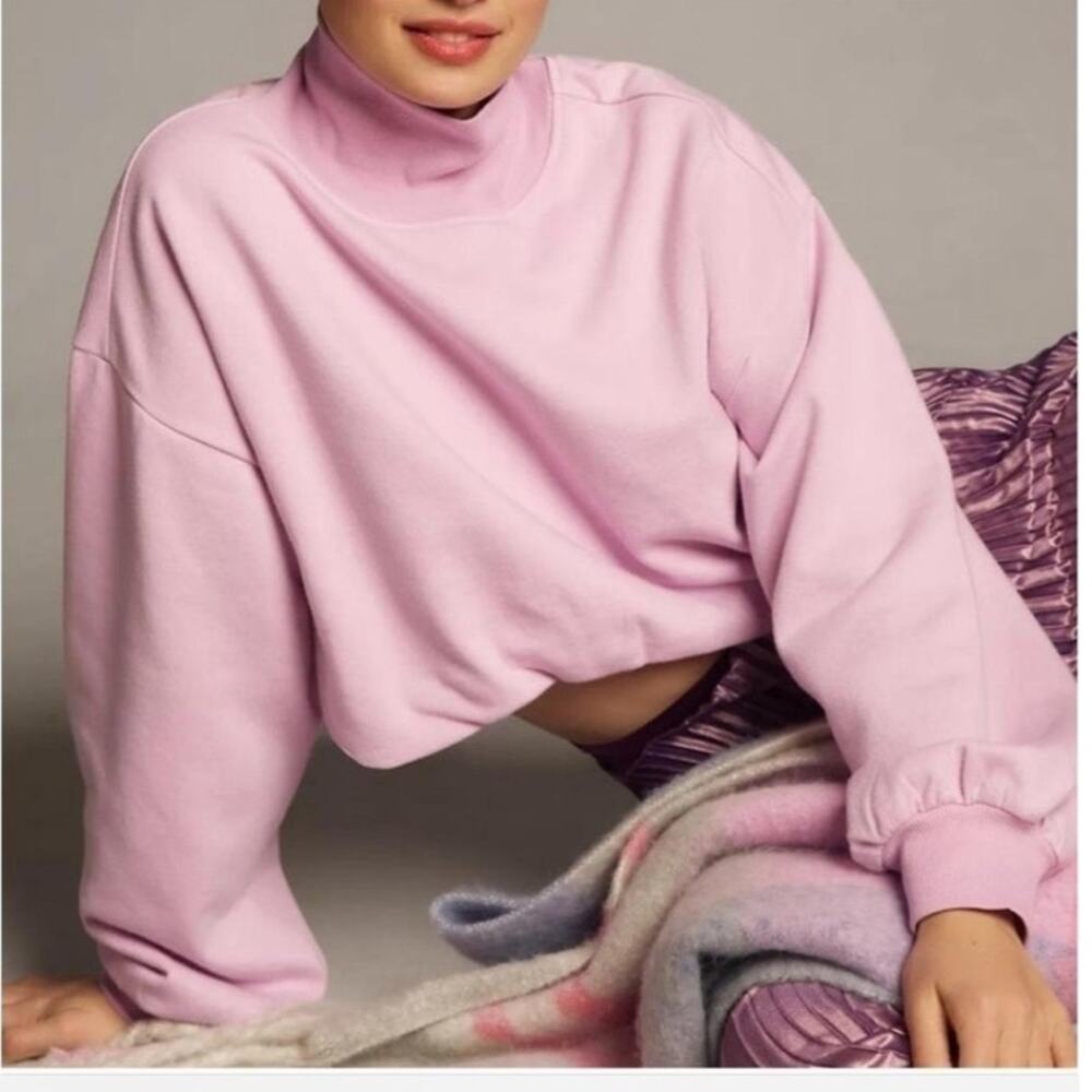 Pilcro Anthropologie Women Small Petite Funnel Neck Bubble Hem Pullover Lavender